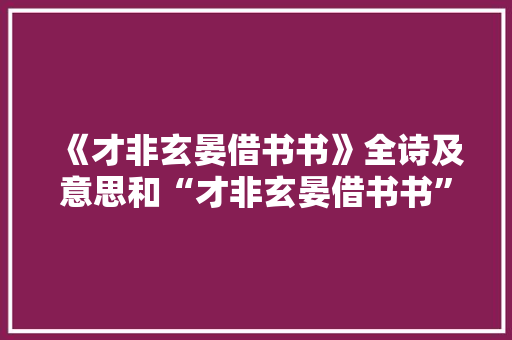 《才非玄晏借书书》全诗及意思和“才非玄晏借书书”的拼音注释 诗词鉴赏