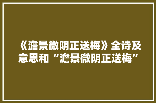 《澹景微阴正送梅》全诗及意思和“澹景微阴正送梅”的拼音注释 诗词鉴赏
