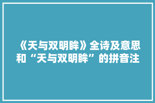 《天与双明眸》全诗及意思和“天与双明眸”的拼音注释