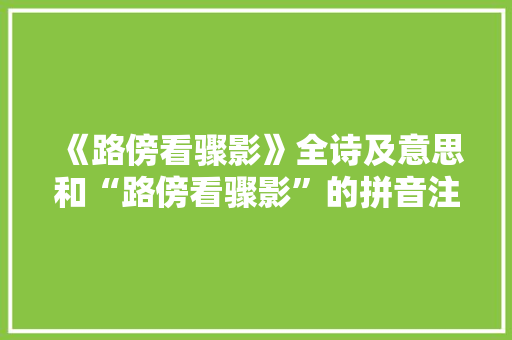 《路傍看骤影》全诗及意思和“路傍看骤影”的拼音注释