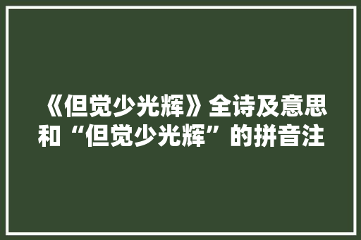 《但觉少光辉》全诗及意思和“但觉少光辉”的拼音注释