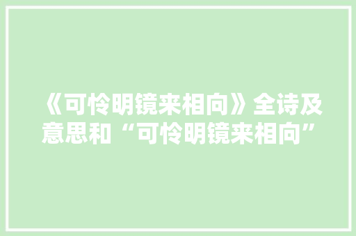 《可怜明镜来相向》全诗及意思和“可怜明镜来相向”的拼音注释 诗词鉴赏