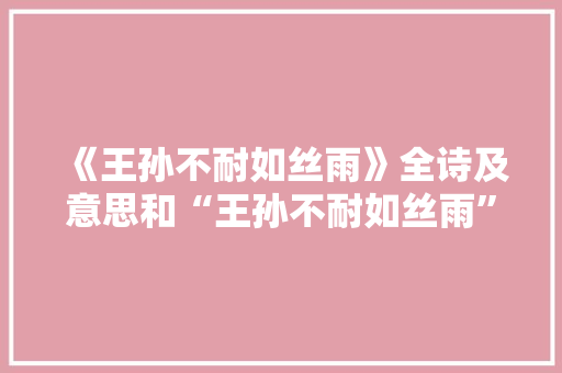 《王孙不耐如丝雨》全诗及意思和“王孙不耐如丝雨”的拼音注释