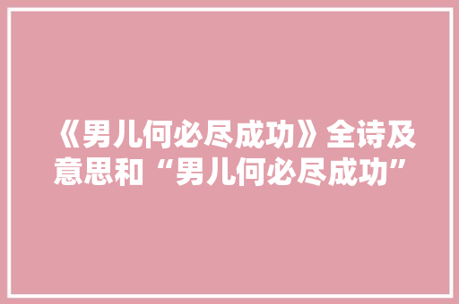 《男儿何必尽成功》全诗及意思和“男儿何必尽成功”的拼音注释