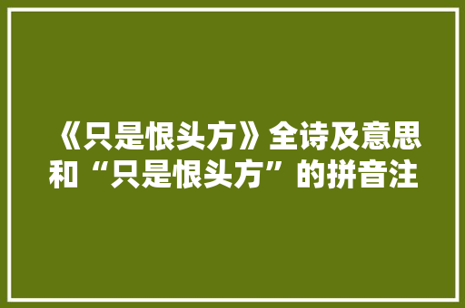 《只是恨头方》全诗及意思和“只是恨头方”的拼音注释