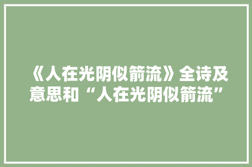 《人在光阴似箭流》全诗及意思和“人在光阴似箭流”的拼音注释 诗词鉴赏