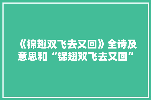 《锦翅双飞去又回》全诗及意思和“锦翅双飞去又回”的拼音注释