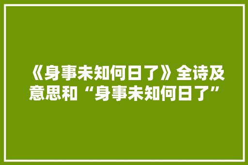 《身事未知何日了》全诗及意思和“身事未知何日了”的拼音注释