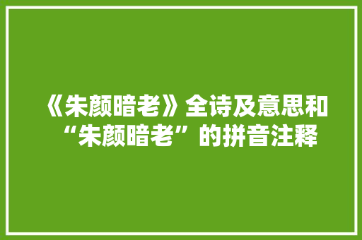 《朱颜暗老》全诗及意思和“朱颜暗老”的拼音注释