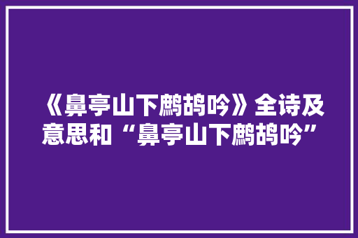 《鼻亭山下鹧鸪吟》全诗及意思和“鼻亭山下鹧鸪吟”的拼音注释