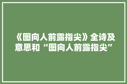 《图向人前露指尖》全诗及意思和“图向人前露指尖”的拼音注释 诗词鉴赏