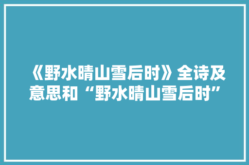 《野水晴山雪后时》全诗及意思和“野水晴山雪后时”的拼音注释