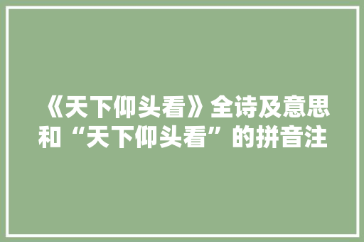《天下仰头看》全诗及意思和“天下仰头看”的拼音注释