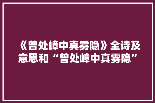 《曾处嶂中真雾隐》全诗及意思和“曾处嶂中真雾隐”的拼音注释