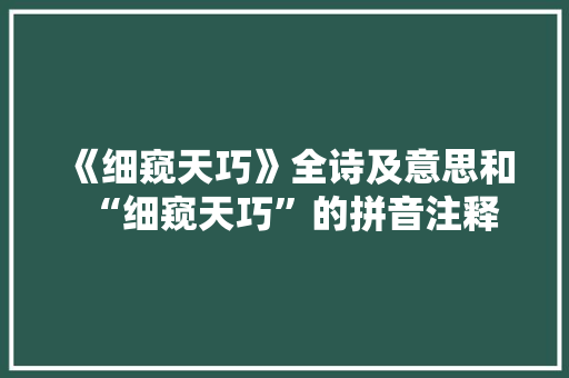 《细窥天巧》全诗及意思和“细窥天巧”的拼音注释