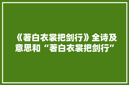 《著白衣裳把剑行》全诗及意思和“著白衣裳把剑行”的拼音注释