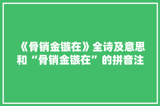 《骨销金镞在》全诗及意思和“骨销金镞在”的拼音注释 诗词鉴赏