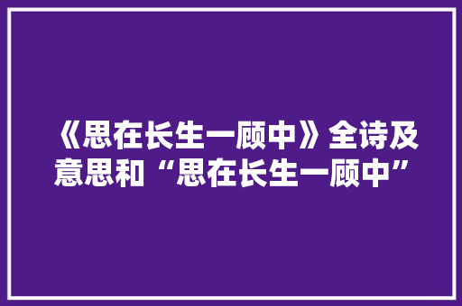 《思在长生一顾中》全诗及意思和“思在长生一顾中”的拼音注释 诗词鉴赏