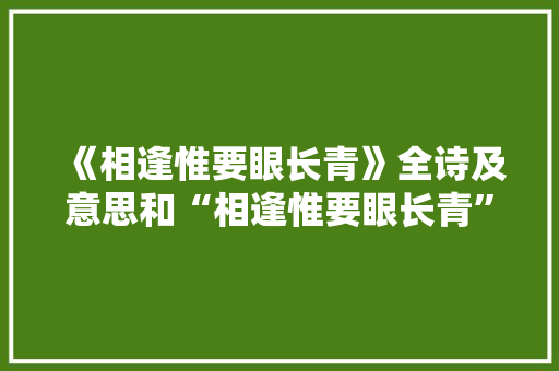 《相逢惟要眼长青》全诗及意思和“相逢惟要眼长青”的拼音注释