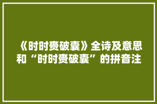 《时时赍破囊》全诗及意思和“时时赍破囊”的拼音注释