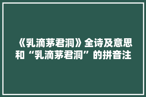 《乳滴茅君洞》全诗及意思和“乳滴茅君洞”的拼音注释