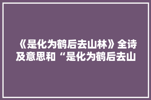 《是化为鹤后去山林》全诗及意思和“是化为鹤后去山林”的拼音注释