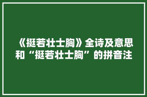 《挺若壮士胸》全诗及意思和“挺若壮士胸”的拼音注释 诗词鉴赏