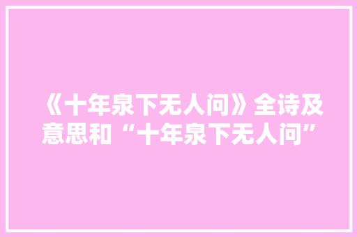 《十年泉下无人问》全诗及意思和“十年泉下无人问”的拼音注释 诗词鉴赏
