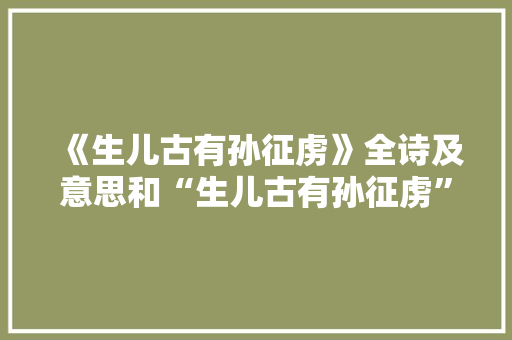 《生儿古有孙征虏》全诗及意思和“生儿古有孙征虏”的拼音注释 诗词鉴赏