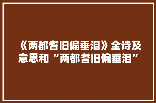 《两都耆旧偏垂泪》全诗及意思和“两都耆旧偏垂泪”的拼音注释