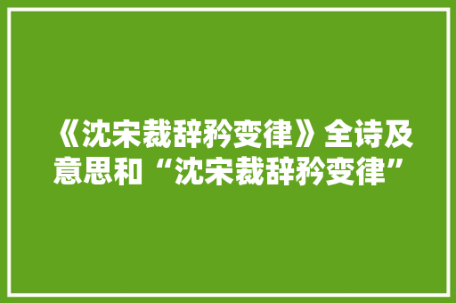 《沈宋裁辞矜变律》全诗及意思和“沈宋裁辞矜变律”的拼音注释 诗词鉴赏