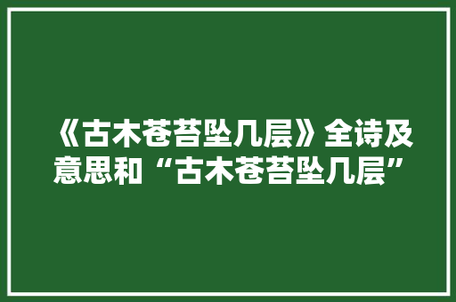 《古木苍苔坠几层》全诗及意思和“古木苍苔坠几层”的拼音注释