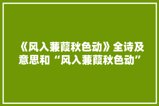 《风入蒹葭秋色动》全诗及意思和“风入蒹葭秋色动”的拼音注释