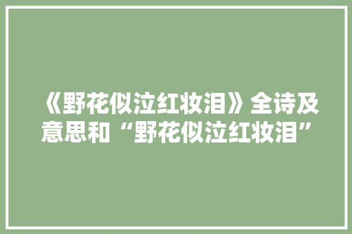 《野花似泣红妆泪》全诗及意思和“野花似泣红妆泪”的拼音注释