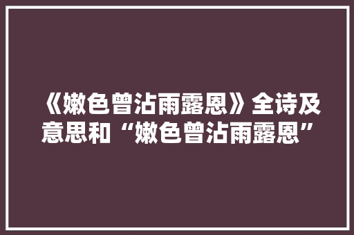 《嫩色曾沾雨露恩》全诗及意思和“嫩色曾沾雨露恩”的拼音注释