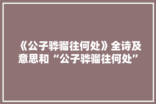 《公子骅骝往何处》全诗及意思和“公子骅骝往何处”的拼音注释