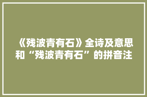 《残波青有石》全诗及意思和“残波青有石”的拼音注释