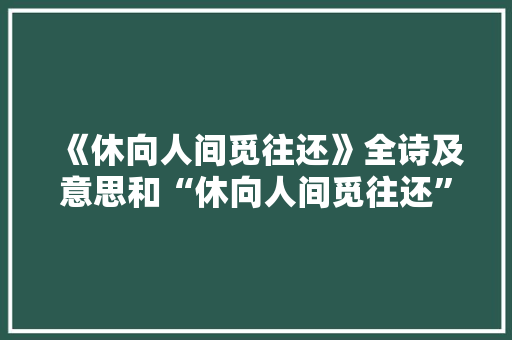 《休向人间觅往还》全诗及意思和“休向人间觅往还”的拼音注释