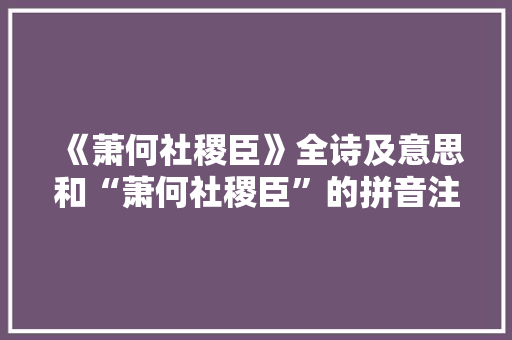 《萧何社稷臣》全诗及意思和“萧何社稷臣”的拼音注释 诗词鉴赏