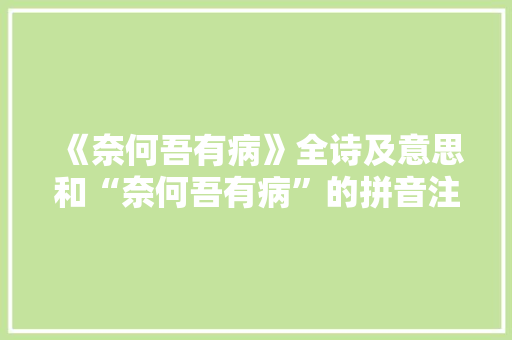 《奈何吾有病》全诗及意思和“奈何吾有病”的拼音注释