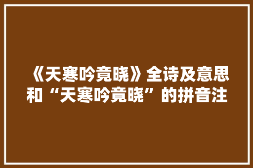《天寒吟竟晓》全诗及意思和“天寒吟竟晓”的拼音注释