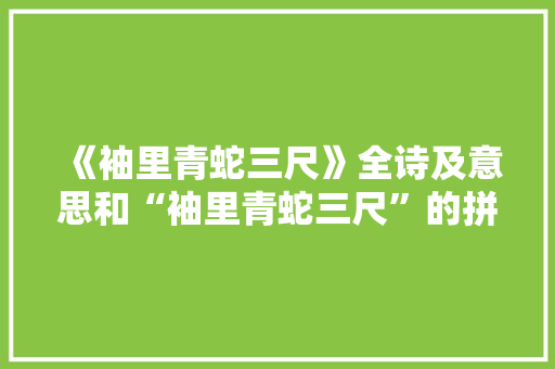 《袖里青蛇三尺》全诗及意思和“袖里青蛇三尺”的拼音注释
