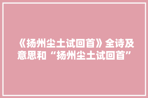 《扬州尘土试回首》全诗及意思和“扬州尘土试回首”的拼音注释