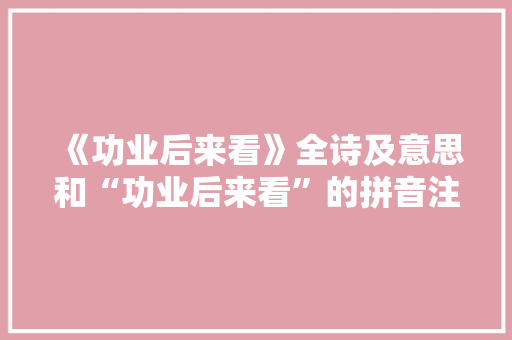 《功业后来看》全诗及意思和“功业后来看”的拼音注释