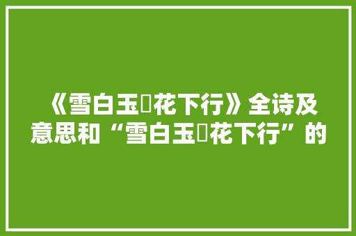 《雪白玉珰花下行》全诗及意思和“雪白玉珰花下行”的拼音注释