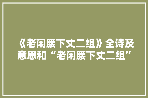 《老闲腰下丈二组》全诗及意思和“老闲腰下丈二组”的拼音注释
