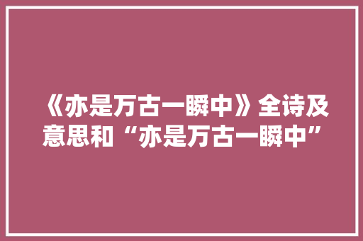 《亦是万古一瞬中》全诗及意思和“亦是万古一瞬中”的拼音注释 诗词鉴赏