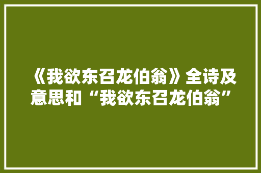 《我欲东召龙伯翁》全诗及意思和“我欲东召龙伯翁”的拼音注释 诗词鉴赏