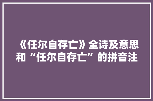 《任尔自存亡》全诗及意思和“任尔自存亡”的拼音注释 诗词鉴赏
