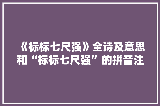 《标标七尺强》全诗及意思和“标标七尺强”的拼音注释 诗词鉴赏